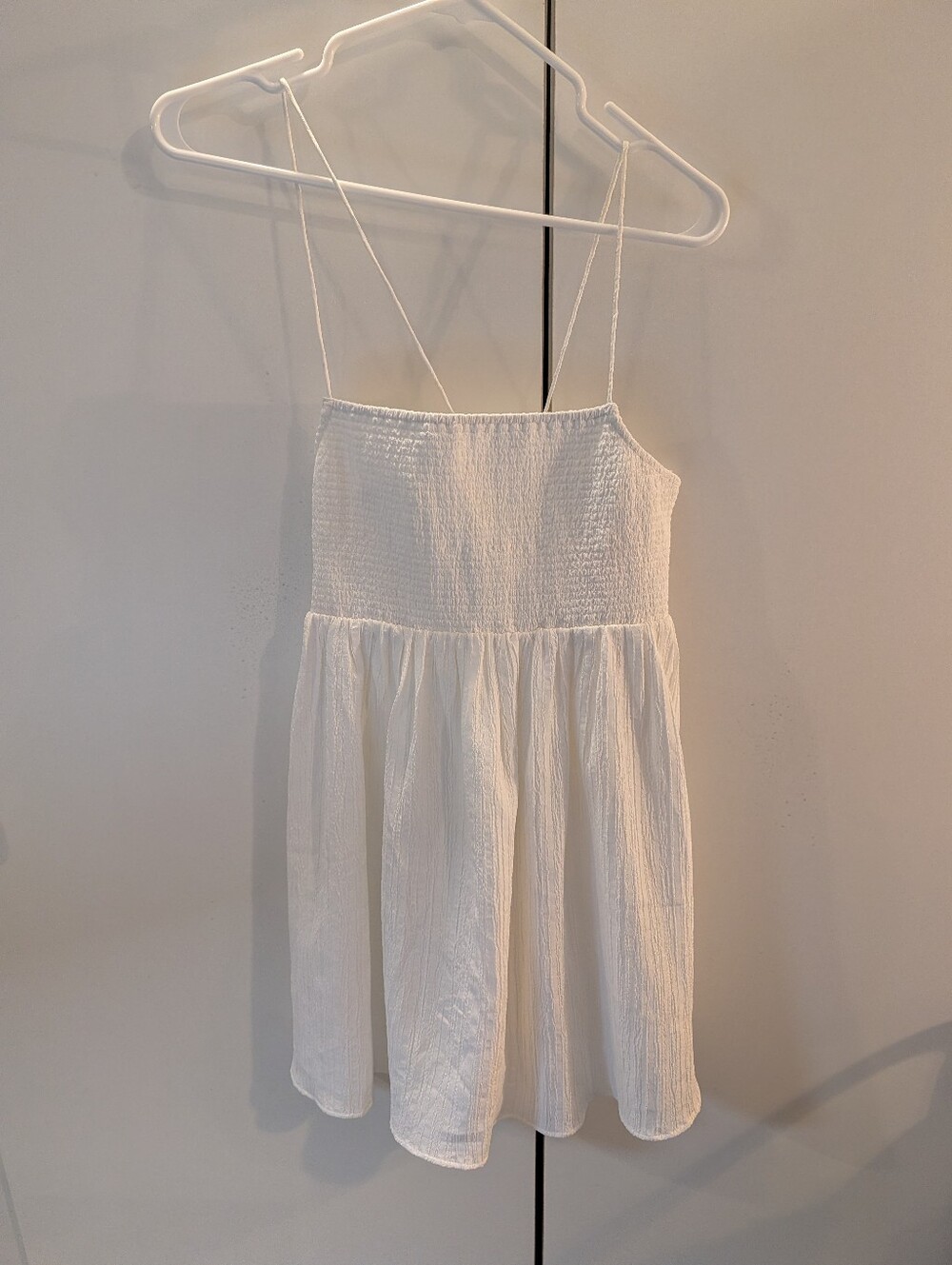 American Eagle Medium White Spaghetti-Strap Smocked Bodice Dress NWT